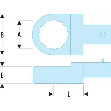 Embout polygonal 22mm - pour clé dynamométrique Facom - attachement 14 x 18mm | 13.22