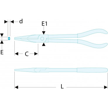 Pince à bec demi-ronds extra longue à double articulation - longueur 340mm Facom | 185.34L