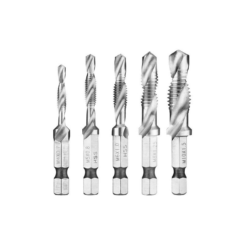 Tap Drills 5pk M4, M5, M6, M8, M10 - longueur 71.12mm Facom | 227H.J5PB