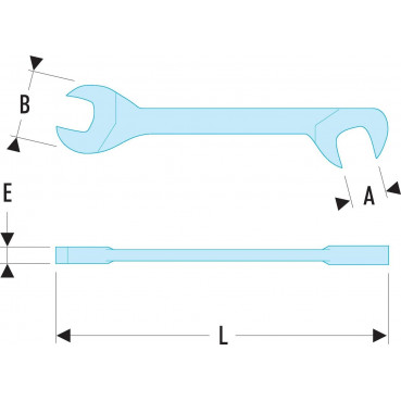 Clé plate Facom (fourche) "micro mécanique" tête inclinée à 15° et 75° - longueur 70mm | 34.3.2