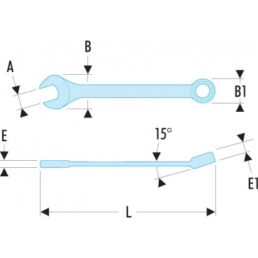 Clé plate mixte 16mm courte - Facom - 12mm - longueur 158mm | 39.16