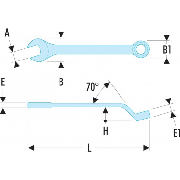 Clé plate mixte 29mm Facom contrecoudée - longueur 364mm | 41.29