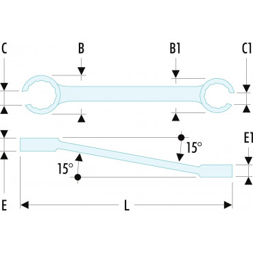 Clé à tuyauter (Facom) inclinées à 15° - longueur 215mm | 42.17X19