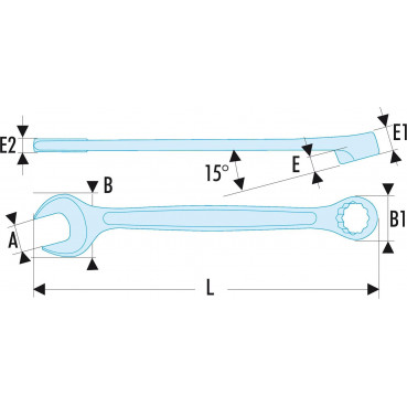 Clé plate mixte 14mm Facom - outil version SLS - longueur 180mm | 440.14SLS