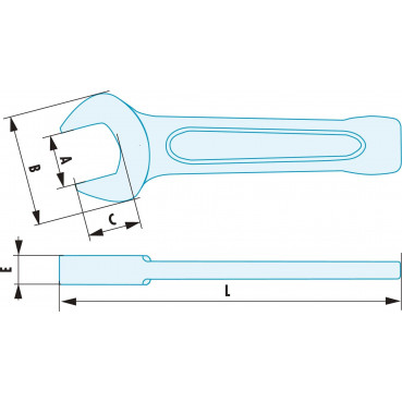 Clé plate 19mm Facom (fourche) à frapper ADF - longueur 125mm outillage Facom antidéflagrant, antimagnétique | 49.19SR