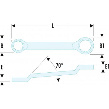 Clé polygonale contrecoudée - 11 x 13mm - longueur 217mm Facom | 55A.11X13