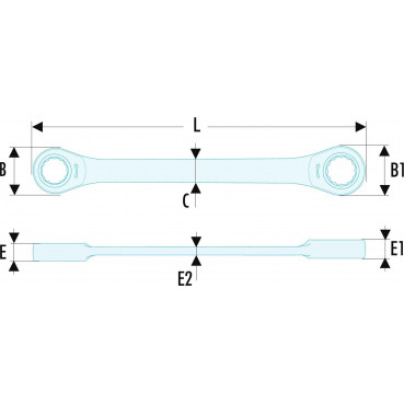 Clé polygonale à cliquet inclinées à 15° - 21 x 23mm - longueur 260mm Facom | 65.21X23