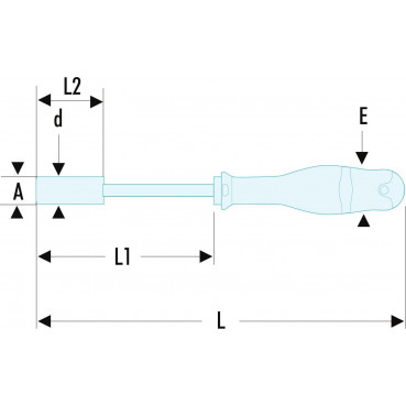 Clé à douille forgée avec poignée Tournevis Facom - 7mm - diamètre 9.5mm - longueur 245mm | 74AT.7