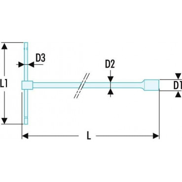 Clé à douille en "T" avec poignée coulissante - 13mm - longueur 260mm Facom | 98B.13