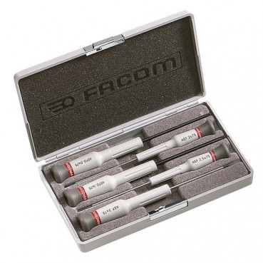 Coffret de 5 Tournevis plat de précision Facom - Micro-Tech Fente - Pozidriv | AEF.J5