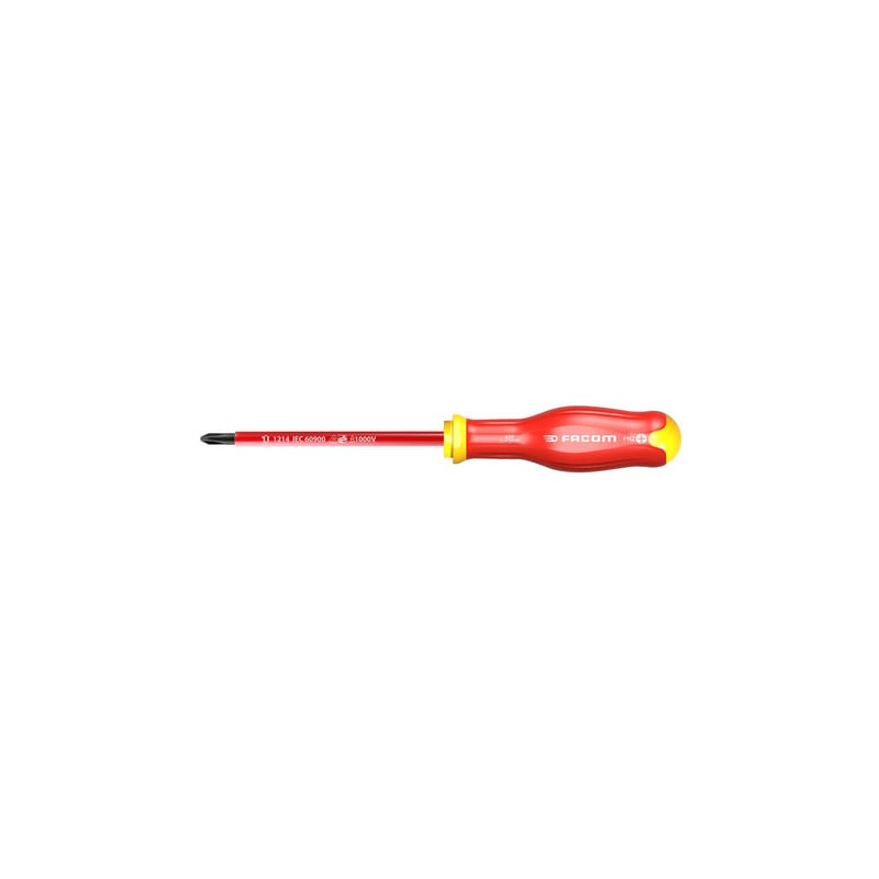 Tournevis Facom PROTWIST isolés 1000 Volts pour vis cruciforme Phillips - longueur 75mm - PH0 - outillage électricien | ATP0X75VE