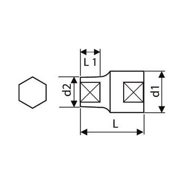 douille 3/8" - 6 pans - 6mm - longueur 25.7mm "Expert by Facom" | E030935