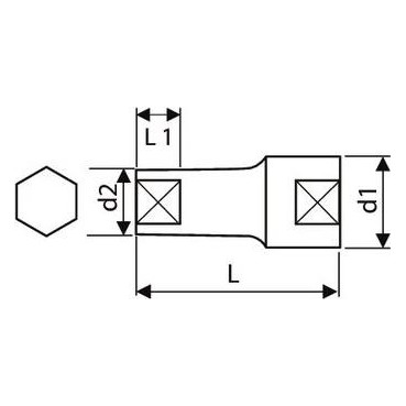 douille longue 3/8" - 6 pans - 11mm - longueur 45.5mm "Expert by Facom" | E031506