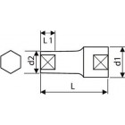 Image du produit : douille longue 3/8" - 6 pans - 17mm - longueur 56mm "Expert by Facom" | E031512