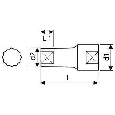 douille longue 1/2" - 12 pans - 10mm - longueur 79mm "Expert by Facom" | E032203