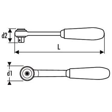 Cliquet tête ronde 1/2" - longueur 250mm "Expert by Facom" | E032801