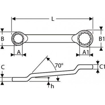 Clé polygonale contrecoudée - 8mm - longueur 182mm "Expert by Facom" | E113322