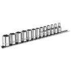 Image du produit : Jeu de 16 douilles de serrage 1/4" - 6 pans - de 4 - 4,5 - 5 - 5,5 - 6 - 7 - 8 - 9 - 10 - 11 - 12 - 13 - 14mm pour cliquet 1/4" - livré sur rack métallique "Expert by Facom" | E194675