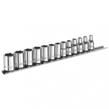 Jeu de 16 douilles de serrage 1/4" - 6 pans - de 4 - 4,5 - 5 - 5,5 - 6 - 7 - 8 - 9 - 10 - 11 - 12 - 13 - 14mm pour cliquet 1/4" - livré sur rack métallique "Expert by Facom" | E194675