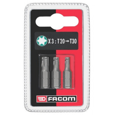 Jeu de 3 embouts de vissage standard série 1 Torx T20-25-30 Facom | EX12.J3