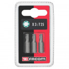 Image du produit : Jeu de 3 embouts de vissage standard série 1 - Torx (T25) - longueur 25mm Facom | EX125.J3