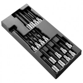 Module Facom avec jeu de 15 douilles tournevis - embouts de vissage 6 pans 5-6-7 et 8mm + embouts XZN M6-M8-M10-M12-M14-M16-M18 + embouts Torx T40-T45-T55-T70 | MOD.SHPBPB