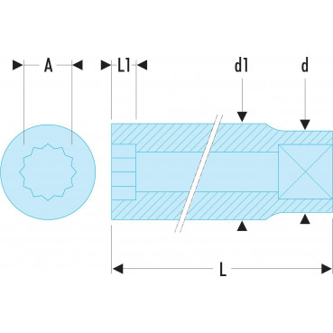 Douille 1/4" - 12 pans - 10mm - longueur 22mm Facom | R.10E