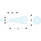 Image du produit : Douille 1/4" - 6 pans isolée 1000 Volts série VSE - 4mm - longueur 37mm - outillage électricien Facom | RT.4AVSE