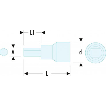 Douille 1/4" - 6 pans isolée 1000 Volts série VSE - 4mm - longueur 37mm - outillage électricien Facom | RT.4AVSE