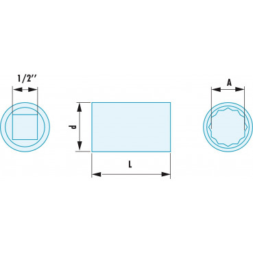 Douille 1/2" - 12 pans ADF - 13mm - longueur 40mm outillage Facom antidéflagrant, antimagnétique | S.13SR