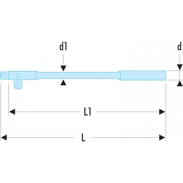 Poignée articulée 1/2" manche métallique - 410mm - longueur 410mm Facom | S.145