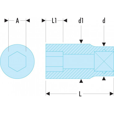 Douille 1/2" - 6 pans - 14mm - longueur 36mm Facom | S.14H