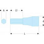 Image du produit : Douille Tournevis Facom 1/2" pour vis 6 pans creux - 8mm - longueur 60mm | STM.8