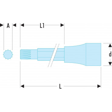 Douille Tournevis Facom 1/2" embout long et extra-long à denture multiple XZN - couleur noir(e) - M10mm - longueur 100mm | SV.10LB