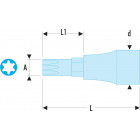 Image du produit : Douille Tournevis Facom 1/2" embout long pour vis Torx longueur 140mm | SX.55LA