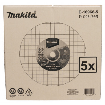 Lot de 5 Disques à Découpeur Matériaux Ø355mm C24T - épaisseur 4,3mm - grain C24T - 5 pièce(s) Makita | E-16966-5