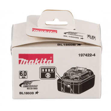 Batterie Makita Makstar Lithium (Li-Ion) 18 Volts - sans fil / 6 Ah - BL1860B ( témoin de charge intégré ) - poids 0,66kg | 197422-4