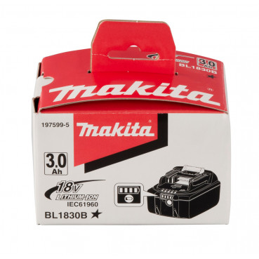 Batterie Makita Makstar Lithium (Li-Ion) 18 Volts - sans fil / 3 Ah - BL1830B ( témoin de charge intégré ) - poids 0,60kg | 197599-5