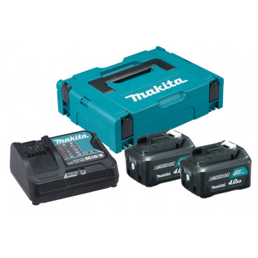 Pack Énergie Makita 12Volts CXT Lithium (Li-Ion) (2 batteries + 1 chargeur) avec coffret MAKPAC - charge moyenne 60min - batterie 4Ah - 2 batteries 4Ah | 197641-2