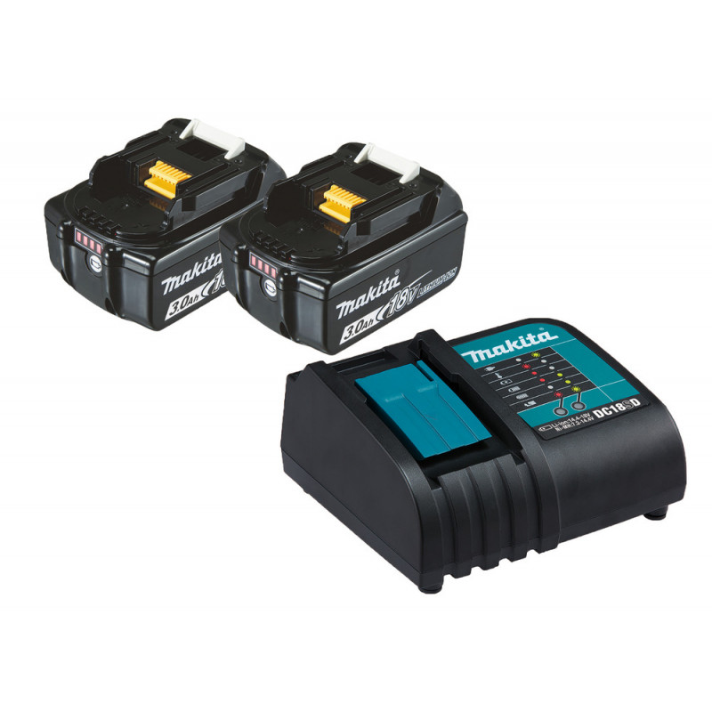 ACC0011, Pack de 2 batteries + un chargeur Makita Lxt 3 Ah • DC18SD -  batterie 3Ah - poids 0,60kg