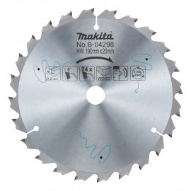 Lame scie circulaire, standard t.c.t, 190 x 20mm 24 t - diamètre 190mm - coupe-saignée 2,2mm - 24 dents Makita | B-04298