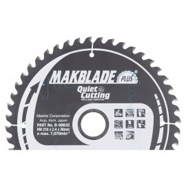 Lames carbure "Makblade Plus" Bois, pour scie radiale et à onglet - diamètre 216mm - coupe-saignée 2,4mm - 48 dents - alésage 30mm Makita | B-08632