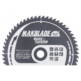 Lames carbure "Makblade Plus" Bois, pour scie radiale et à onglet - diamètre 305mm - coupe-saignée 2,3mm - 60 dents - alésage 30mm Makita | B-08713