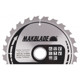 Lames carbure "Makblade" Bois, pour scie radiale et à onglet - diamètre 216mm - coupe-saignée 2,4mm - 24 dents - alésage 30mm Makita | B-08903