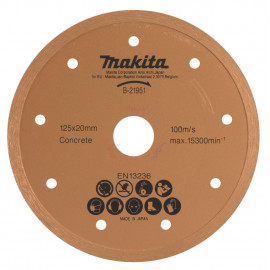 Disque diamant à jante continue, béton, à eau pour scie diamant - épaisseur 1,9mm - Hauteur segment 5,5mm Makita | B-21951