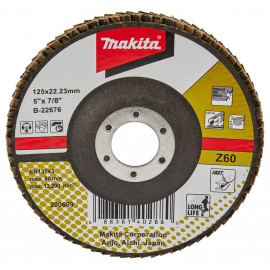 Disque à lamelles premium Zirconium - diamètre 125mm - alésage 22,23mm - grain G60 - 1 pièce(s) Makita | B-22676