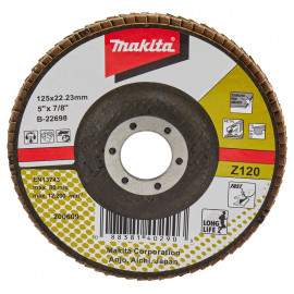 Disque à lamelles premium Zirconium - diamètre 125mm - alésage 22,23mm - grain G120 - 1 pièce(s) Makita | B-22698