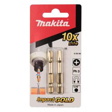 Embout de vissage Impact Gold, PH3, 50mm par 2 - longueur totale 50mm Makita | B-28189