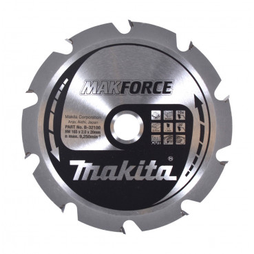 Lame de scie circulaire, Makforce T.C.T, 165 x 20mm 10 dents - diamètre 165mm - coupe-saignée 2mm Makita | B-32100