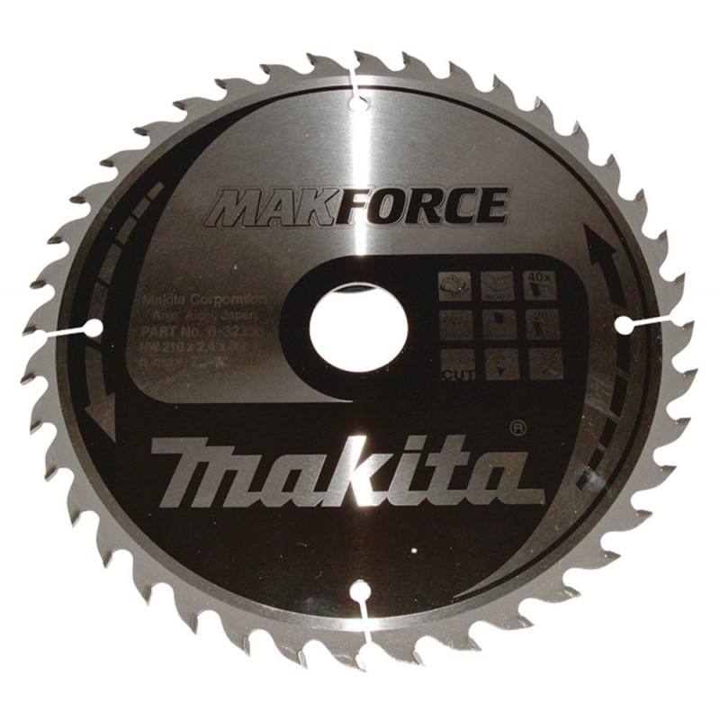 Lame de scie circulaire, Makforce T.C.T, 210 x 30mm 40 dents - diamètre 210mm - coupe-saignée 2,4mm Makita | B-32356